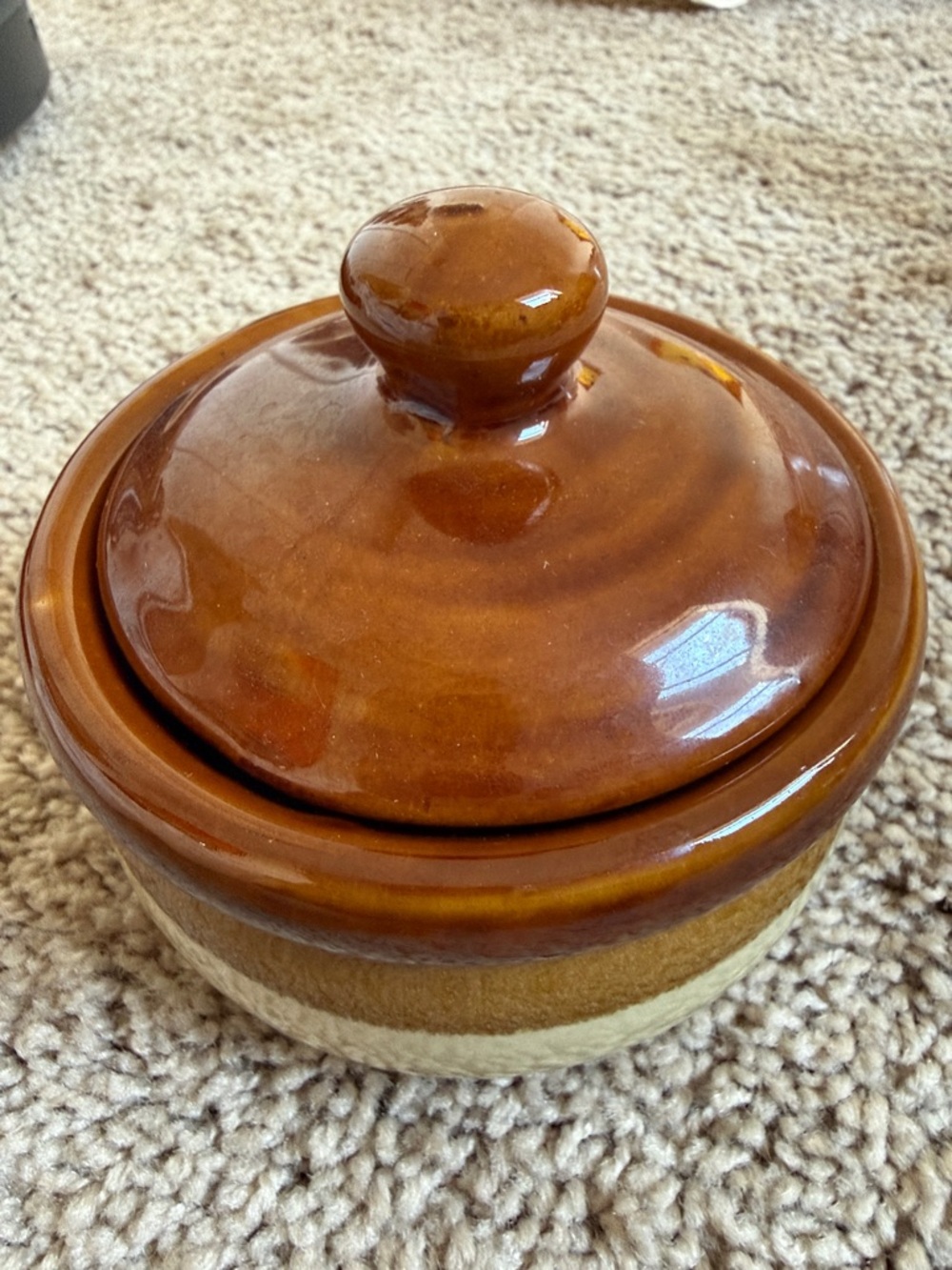 Brown Glazed Ceramic Lidded Pot